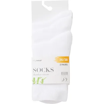 Socka ribb 3p vit 36/38 mywear.