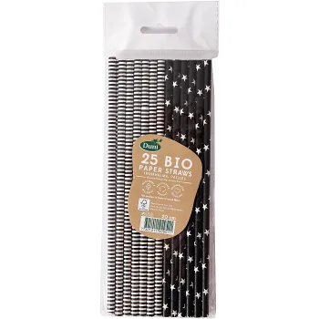 Partysugrör Papper Svart Och Vit 25-p Duni.