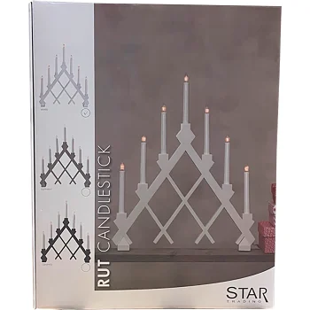 Elljusstake Rut Vit 7-ljus Star Trading.