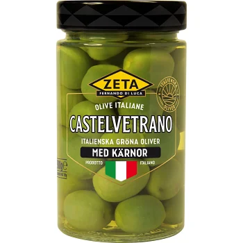 Castelvetrano Oliver med kärnor 300g Zeta.