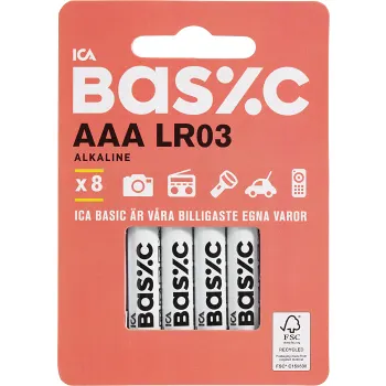 Batteri AAA/LR03 8-p ICA Basic.