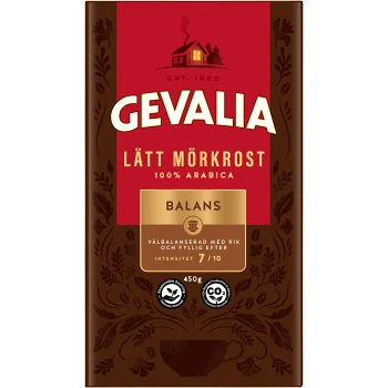 Bryggkaffe Lätt Mörkrost 450g Gevalia.