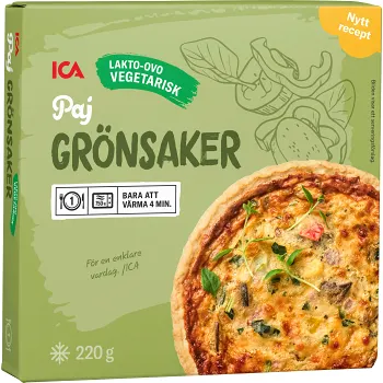 Grönsakspaj med fullkorn Fryst 220g ICA.