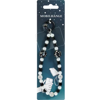 Mobilsmycke Svart/vit bling.