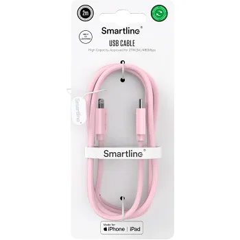 USB-C till Lightning 2m rosa Smartline.