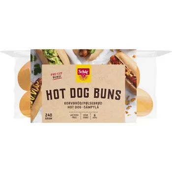 Hot Dog Buns Korvbröd glutenfri 240g Schär.