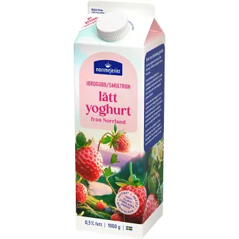 Fruktyoghurt Lätt Jordgubb Smultron 0,5% 1000g Norrmejerier.