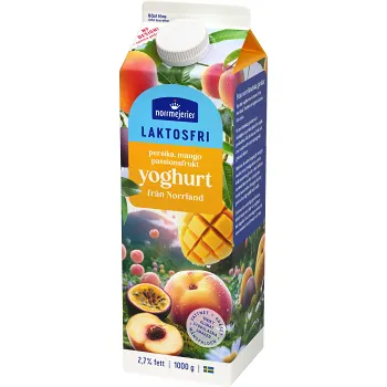 Fruktyoghurt Persika Mango Passion 2,7% Laktosfri 1000g Norrmejerier.