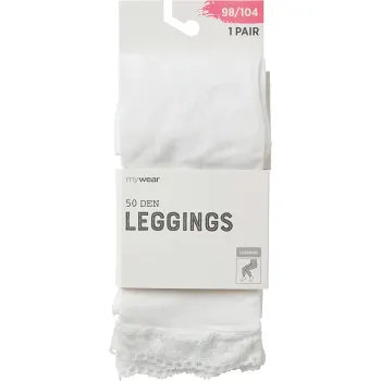Leggings 50D med spets vit 110/116 mywear.
