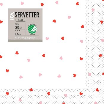 Servett 33cm Small Heart 20-p ICA.
