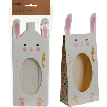 Presentpåse 4p Kanin med fönster.