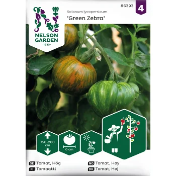 Tomat, Hög, Green Zebra Nelson Garden.