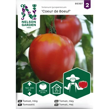 Tomat, Hög, Coeur de Boeuf Nelson Garden.