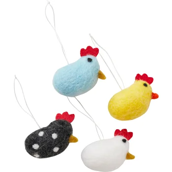 Hänge höna ull 6cm 4-p Festive.