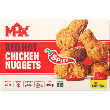 Red hot chicken nuggets 440g Kronfågel.