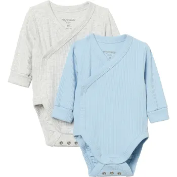 Olottbody blå/grå strl 74 mywear.