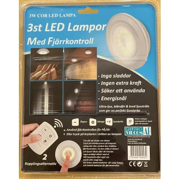 LED lampa 3-pack med fjärrkontroll.