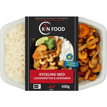 Färdigmat Thai Kyckling Cashewnötter och Grönsaker 500g Kin Food.