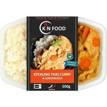 Thai Kyckling thai curry och kokosmjölk med ris 500g Kin Food.