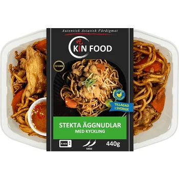 Färdigmat Thai Stekta Äggnudlar med Kyckling och Grönsaker 440g Kin Food.