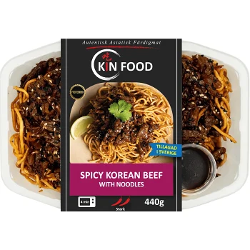 Färdigmat Spicy Koreansk Biff med nudlar 440g Kin Food.