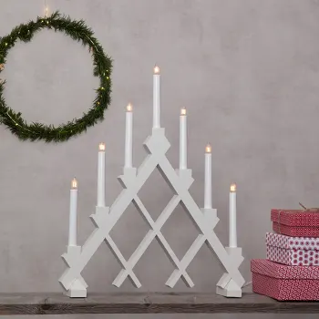 Elljusstake Rut Vit 7-ljus Star Trading.