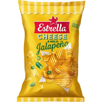 Potatischips Cheese &amp; Jalapeño 275g Estrella.