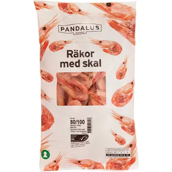 Räkor med skal 80/100 Fryst 1kg Pandalus.
