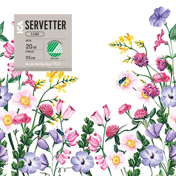 Servett 33cm Ängsblommor 20-p ICA.