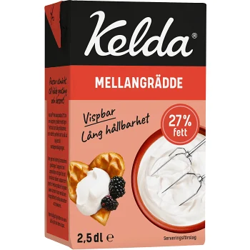Mellangrädde lång hållbarhet 27% 2,5dl Kelda®.