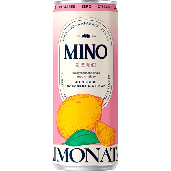 Läsk Jordgubb Rabarber Zero 33cl Mino.