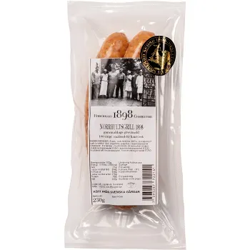 Norrhultsgrillkorv 1898 230g Hirschmans Charkuteri.