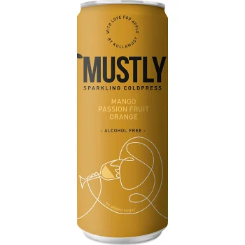 Kolsyrad Äppelmust Mango Passion Coldpress 33cl Mustly.