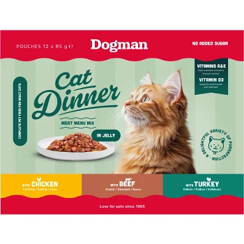 Helfoder Katt Meny Mix Gele 12-pack 1kg Dogman.