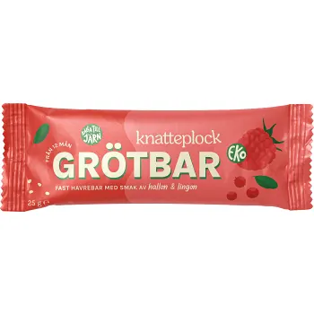 Barnmat Grötbar hallon &amp; lingon 1år 25g Knatteplock.