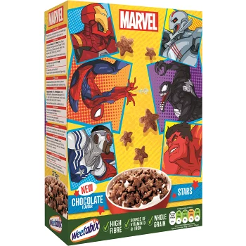 Disney Marvel chocolate stars 375g Weetabix.