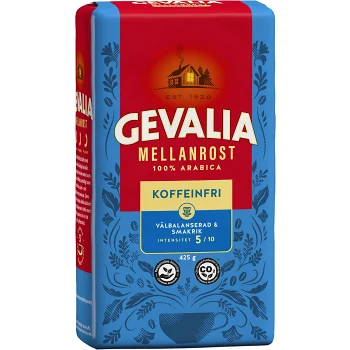 Bryggkaffe Koffeinfritt Mellanrost 425g Gevalia.