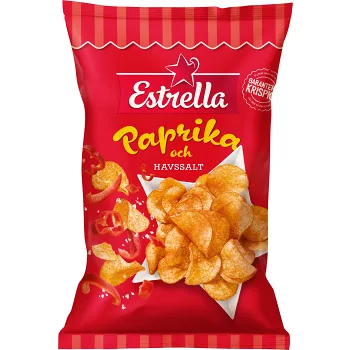 Chips Paprika &amp; Havssalt 275g Estrella.