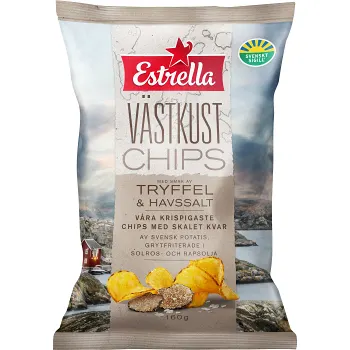 Västkustchips Tryffel och havssalt LTD 160g Estrella.