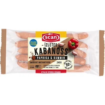 Kabanoss Ízletes Paprika och Kummin 90% Kötthalt 240g Scan.