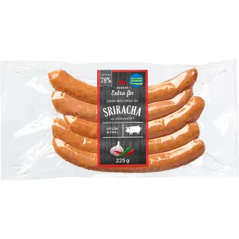 Kryddkorv Sriracha Extra Fin 78% Kötthalt 225g ICA.