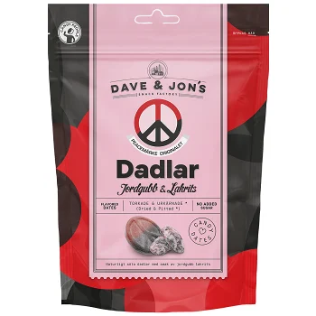 Dadlar Peacemärke Jordgubb och Lakrits 125g Dave &amp; Jon's.
