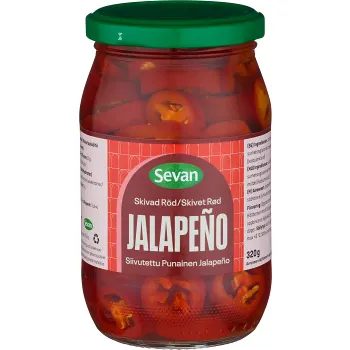 Skivad röd jalapeno 320g Sevan.