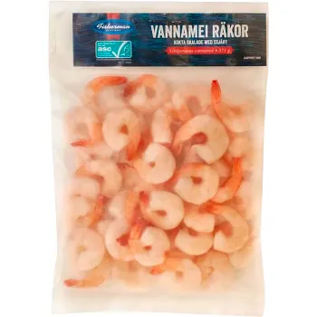 Vannameiräkor Kokta Skalade Med Stjärt 300g Fisherman Seafood.