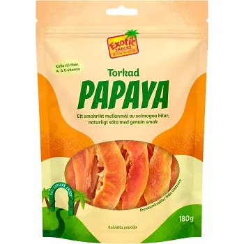 Papaya Torkad 180g Exotic Snacks.