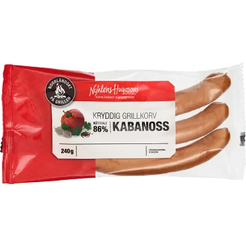 Kabanoss Kryddig Grillkorv 240g Nyhléns Hugosons.
