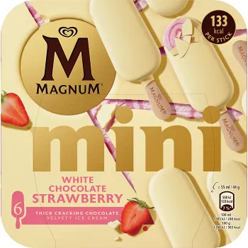 Glass Strawberry white mini 6-p Magnum.
