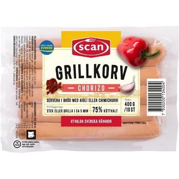 Grillkorv Chorizo 75% Kötthalt 400g Scan.