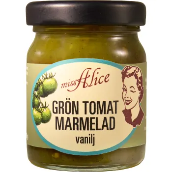 Grön Tomatmarmelad med vanilj 68g Miss Alice.