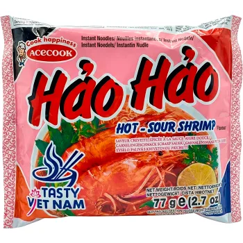 Snabbnudlar Med Starksur Räksmak 77g Hảo Hảo.